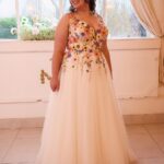 gekleurde bloemenkant bruidsjurk met tule rok van Bridalstar