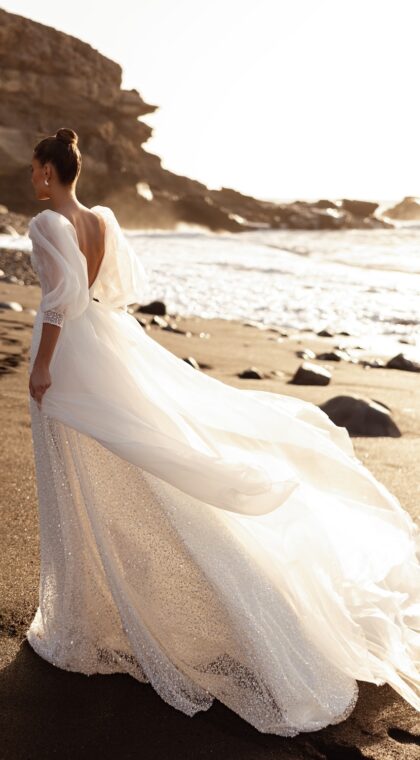 glittertule trouwjurk van Dama Couture