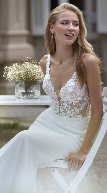Voordelige fishtail trouwjurk 45014