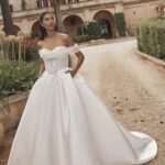 Modeca trouwjurk Melindra met glitter corset en wijde mikado rok