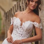 Trouwjurk 27806 met sweetheart halslijn en kanten bloemenapplicaties
